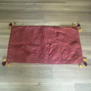 anthropologie King Size Quilted Tassel Sham Dusty Rose Mauve Mustard Yel…